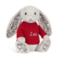 Blossom Silver Bunny 'Bloom' with Personalised Red Jumper