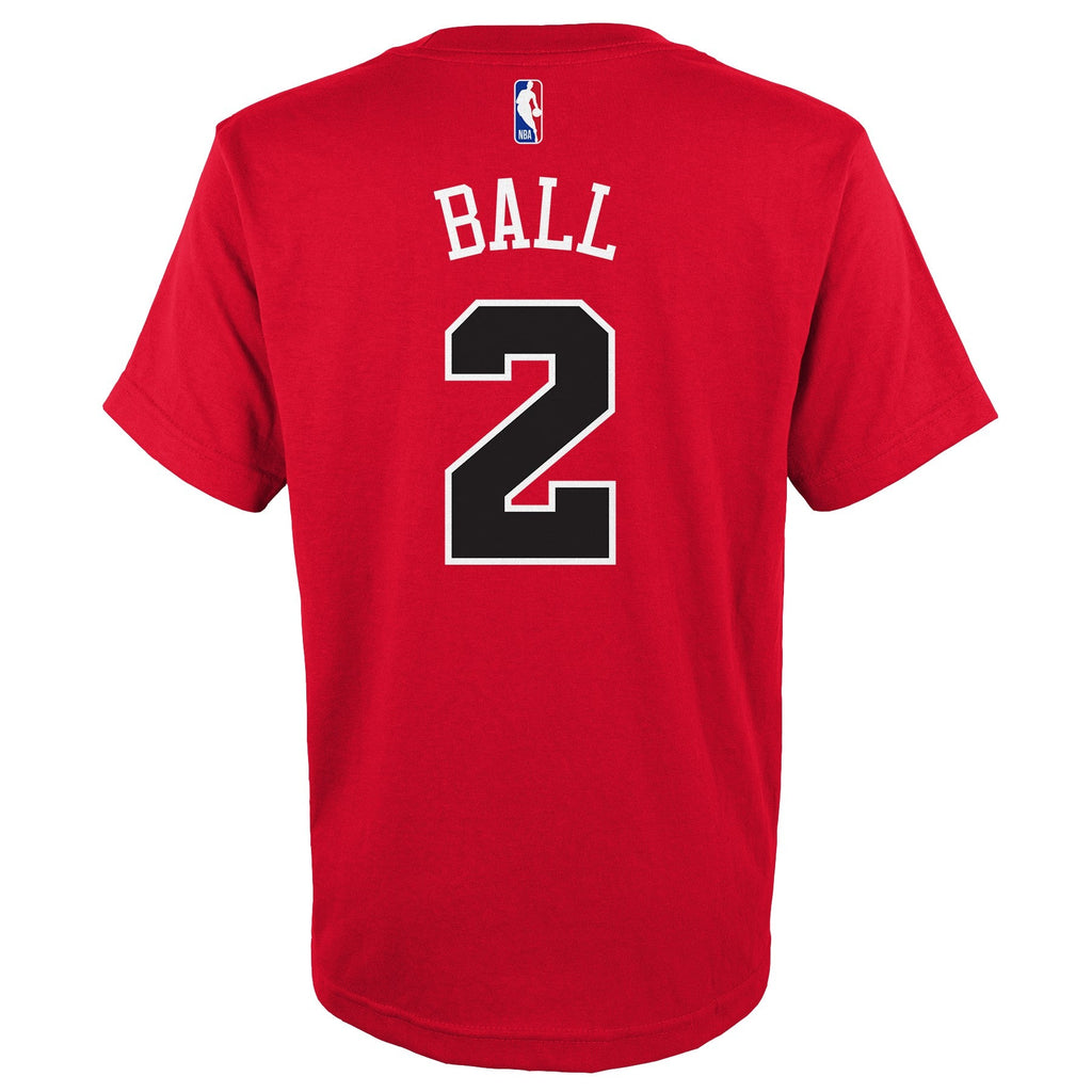 Youth Chicago Bulls Lonzo Ball Red NBA Player Name And Number T-Shirt