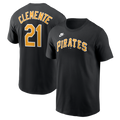 Men's Pittsburgh Pirates Roberto Clemente Nike Black Cooperstown Collection Name & Number T-Shirt