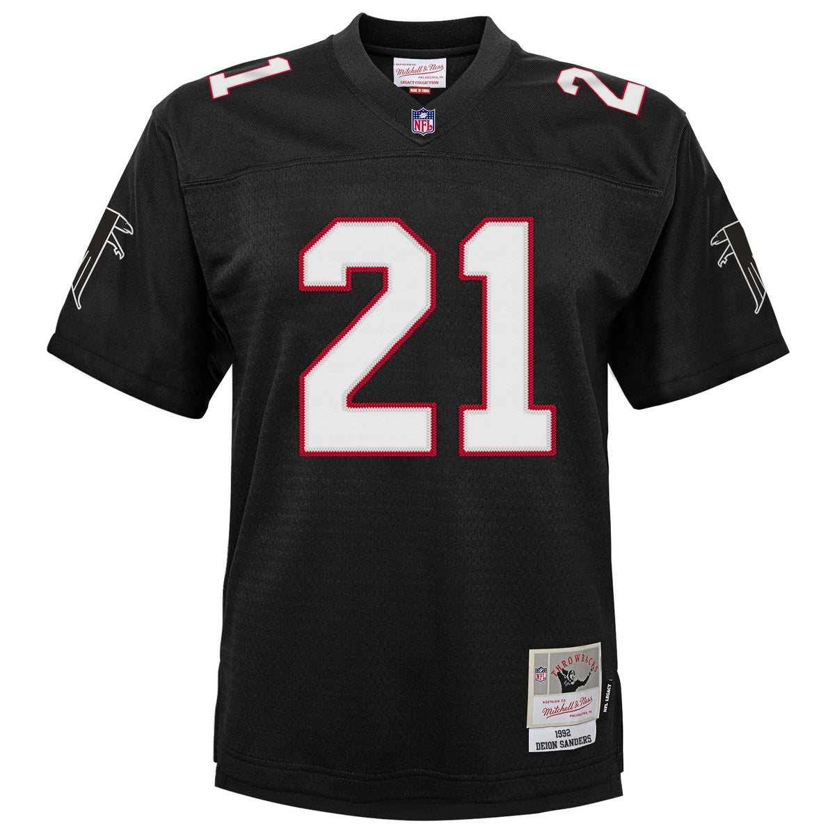 Youth Atlanta Falcons Deion Sanders Mitchell & Ness Black 1992 Retired Player Vintage Replica Jersey