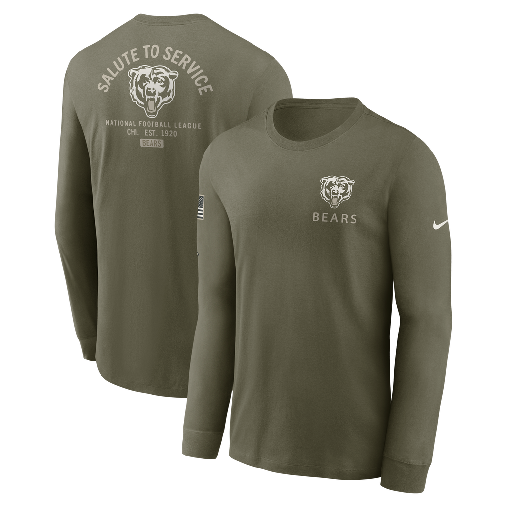 Men's Nike Chicago Bears 2025 Salute To Service Olive Green Long Sleeve T-Shirt