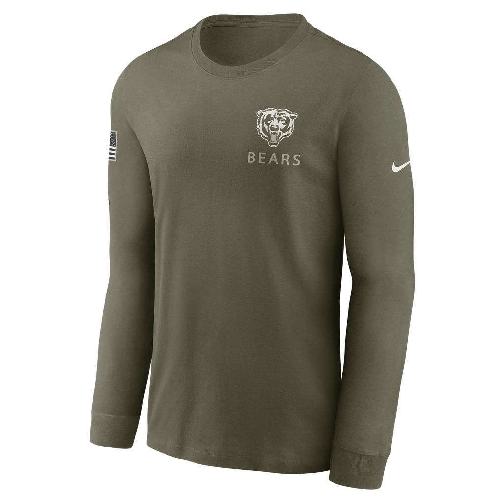 Men's Nike Chicago Bears 2025 Salute To Service Olive Green Long Sleeve T-Shirt