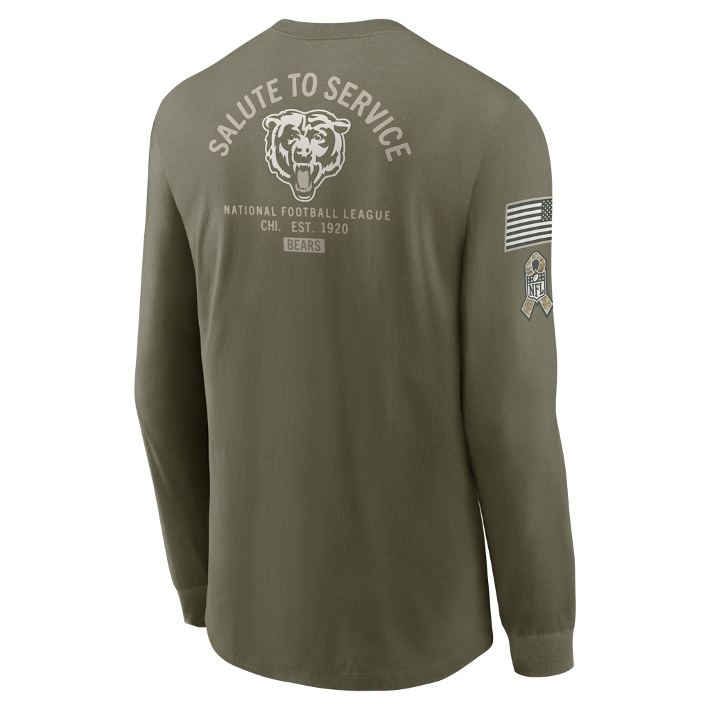 Men's Nike Chicago Bears 2025 Salute To Service Olive Green Long Sleeve T-Shirt