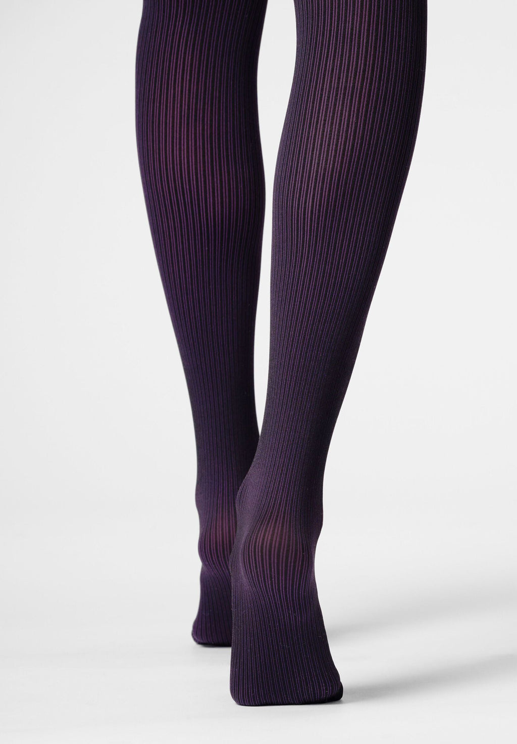 Opaque Tights Vertical Rib 60 - Black/Violet