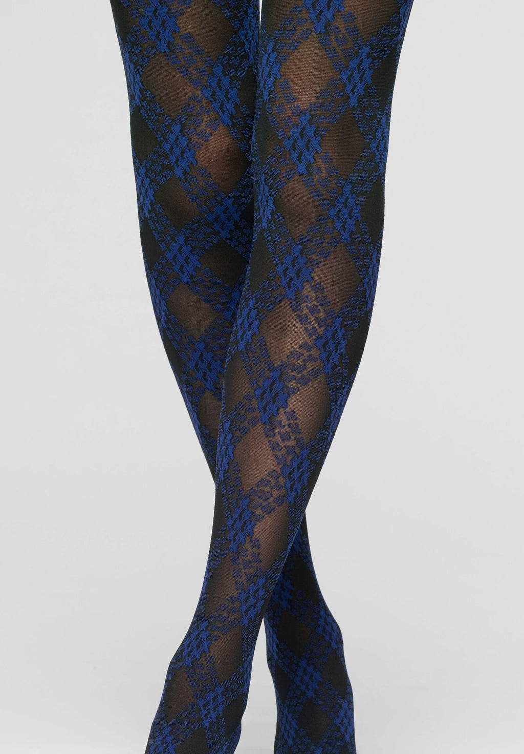 Semi-Opaque Tights Urban Grid 40 - Black and Navy Blue
