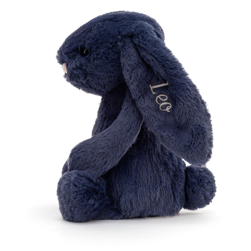 Personalised Bashful Navy Bunny Medium