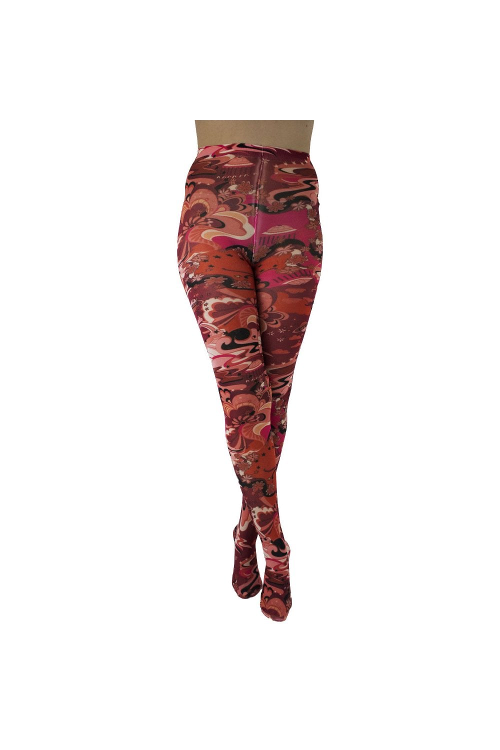Outer Space Burgundy Printed Tights