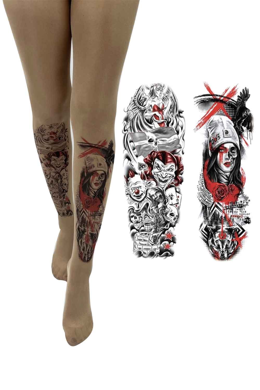 Street Art Tattoo Printed Tights