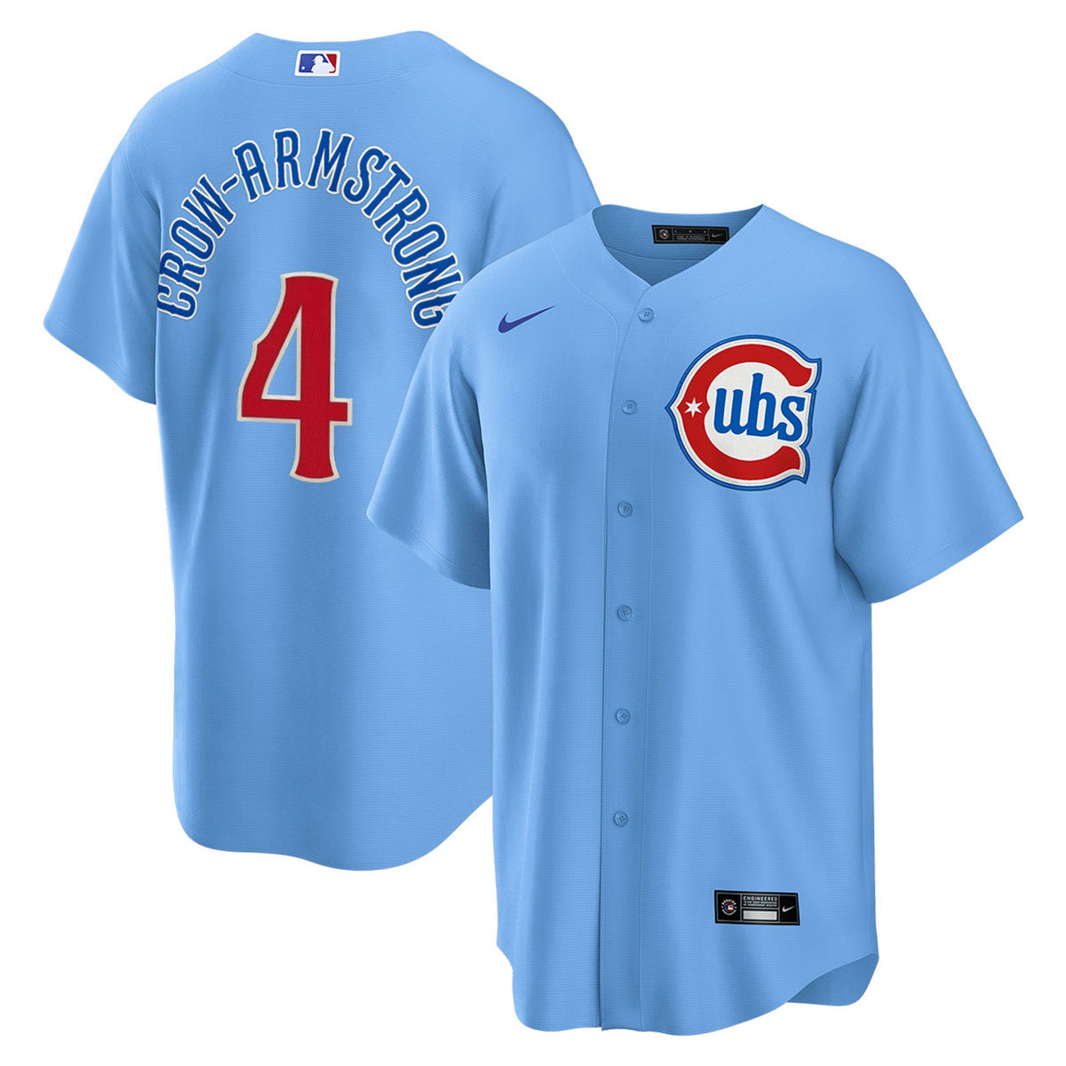 NIKE Men's Chicago Cubs Pete Crow-Armstrong #4 Light Blue 2nd Alternate Replica Jersey