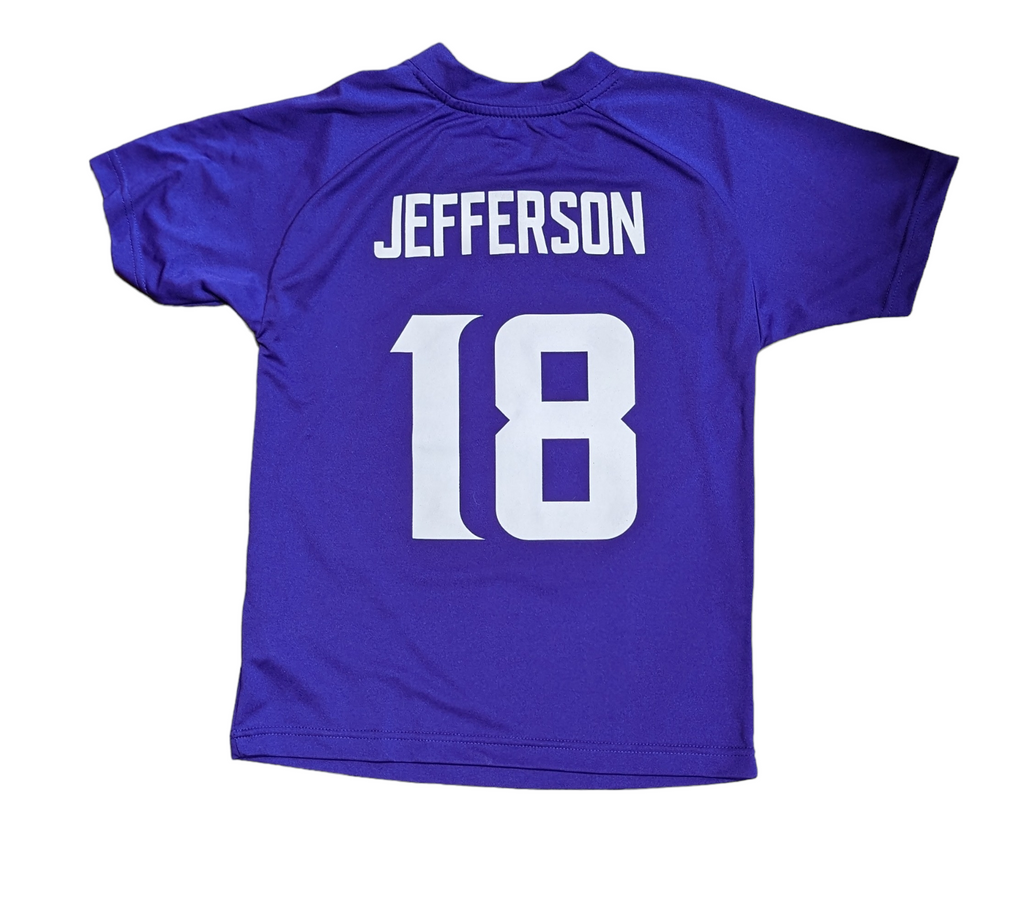 Youth Justin Jefferson Minnesota Vikings Purple Performance Jersey Tee