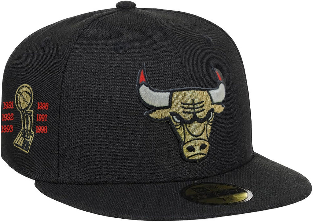 Men's Chicago Bulls New Era Black University Gold 59FIFTY Fitted Hat