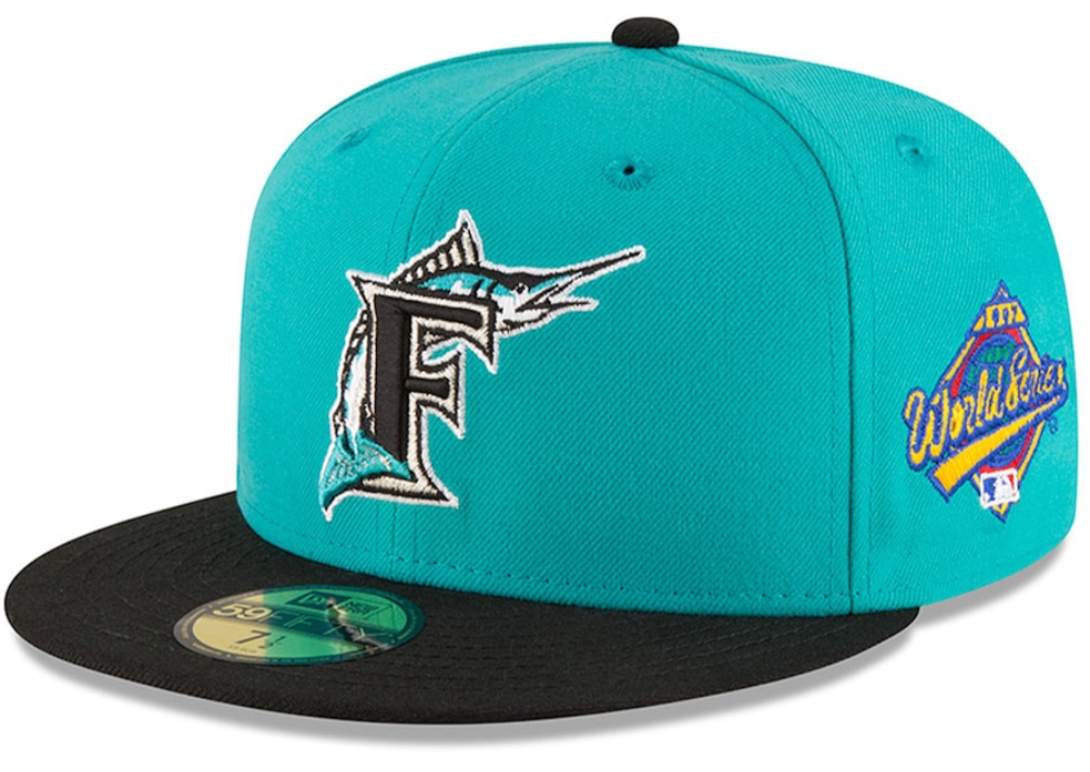Men's Florida Marlins New Era Aqua 1997 World Series Wool 59FIFTY Fitted Hat