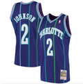Men’s Larry Johnson Charlotte Hornets 1994-95 Purple Swingman Replica Jersey By Mitchell & Ness