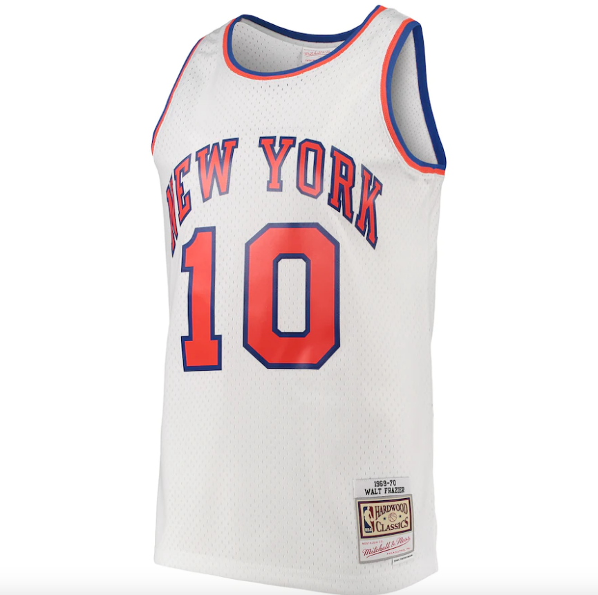 Men's New York Knicks Walt Frazier Mitchell & Ness White Hardwood Classics Swingman Jersey