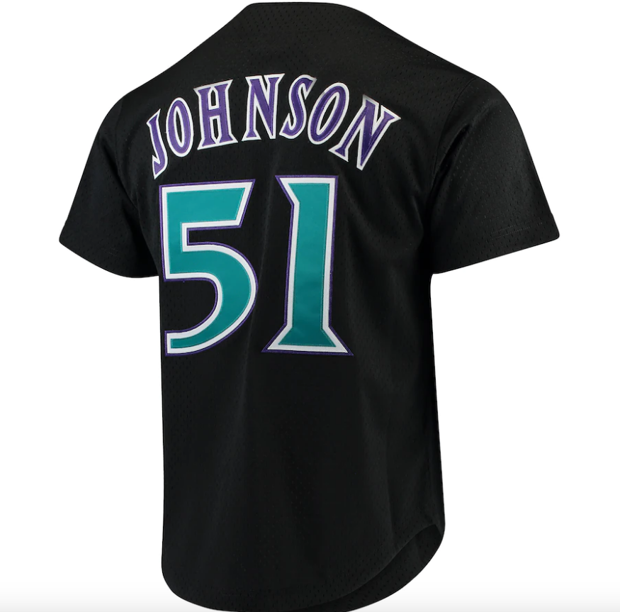 Men’s Arizona Diamondbacks Randy Johnson Mitchell & Ness Black Cooperstown Collection Batting Practice Jersey
