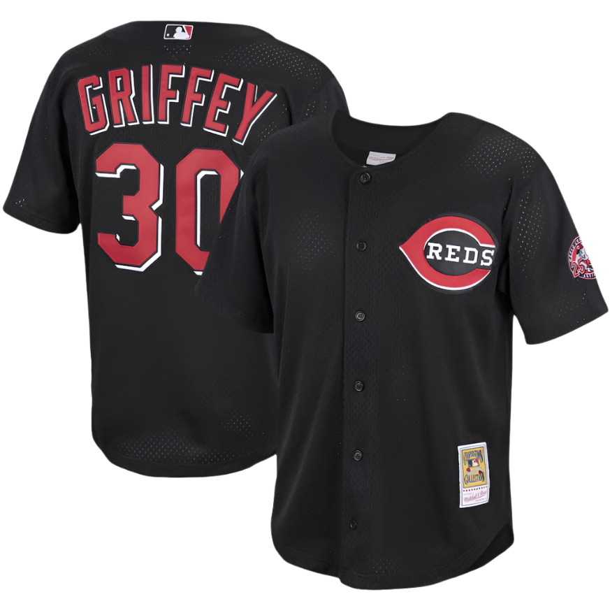 Men’s Cincinnati Reds Ken Griffey Jr. Mitchell & Ness Black Cooperstown Collection Batting Practice Jersey