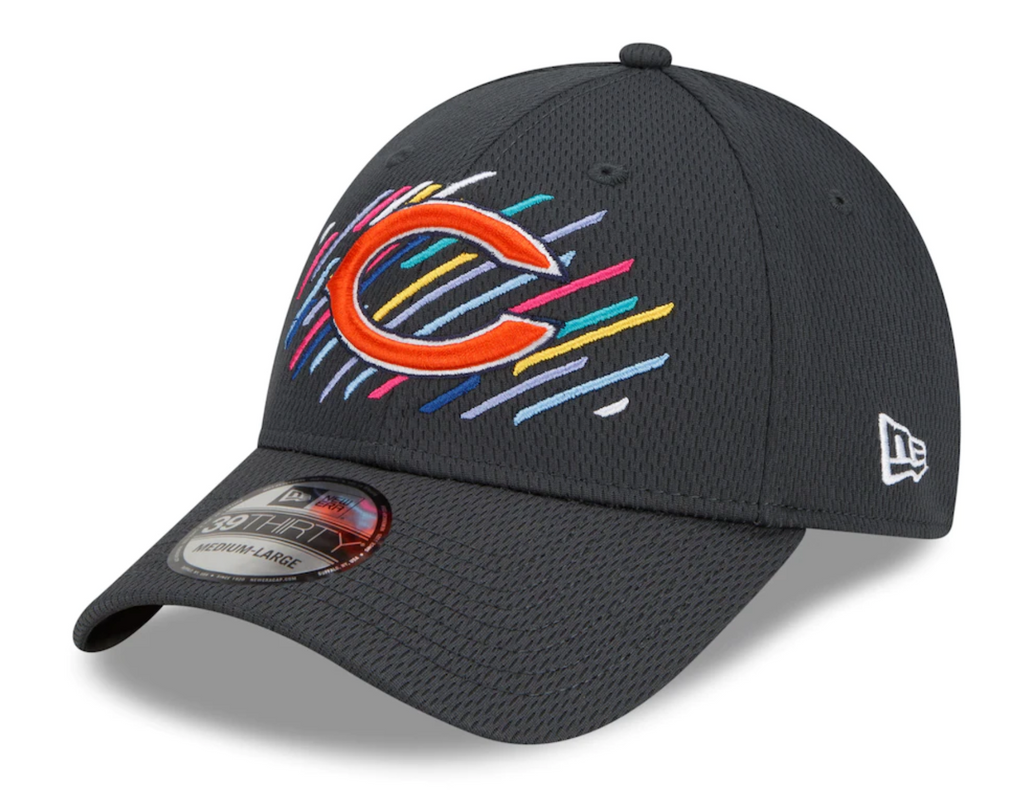 Men's Chicago Bears New Era Crucial Catch 2021 NFL Sideline C Logo Graphite 39THIRTY Flex Hat