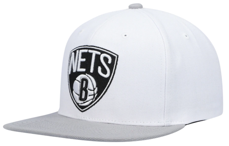 Men's Brooklyn Nets Mitchell & Ness Core Basic Snapback Hat - White/Gray