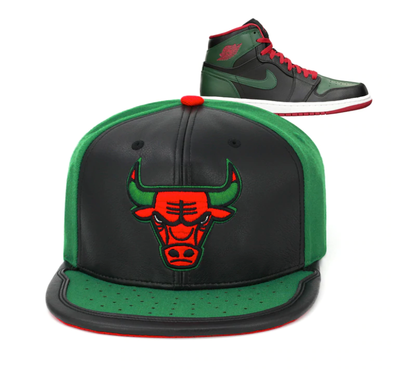Chicago Bulls Day One Black/ Red/ Kelly Green Mitchell & Ness Snapback Hat