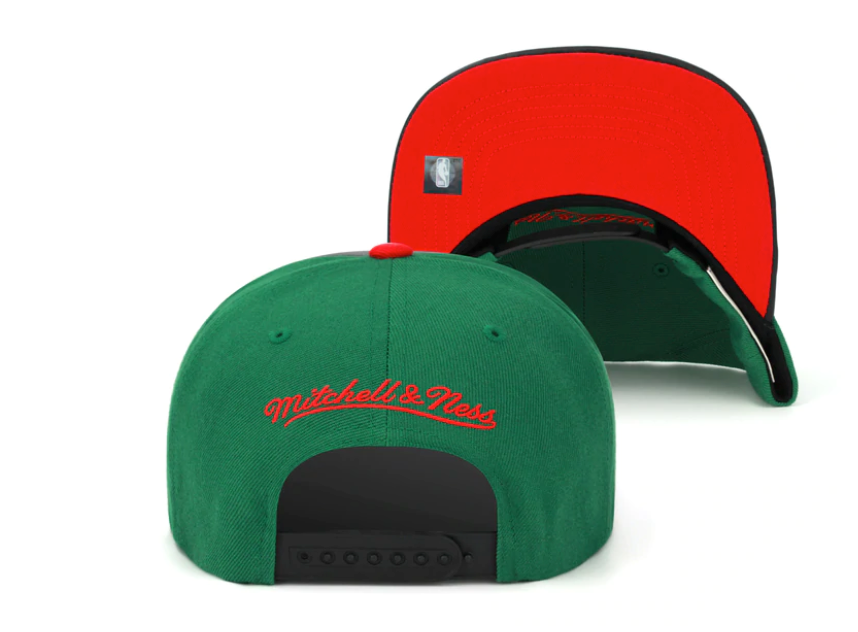 Chicago Bulls Day One Black/ Red/ Kelly Green Mitchell & Ness Snapback Hat