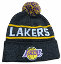 Los Angeles Lakers Mitchell & Ness NBA Reload 2.0 Gray Cuffed Pom Knit Hat