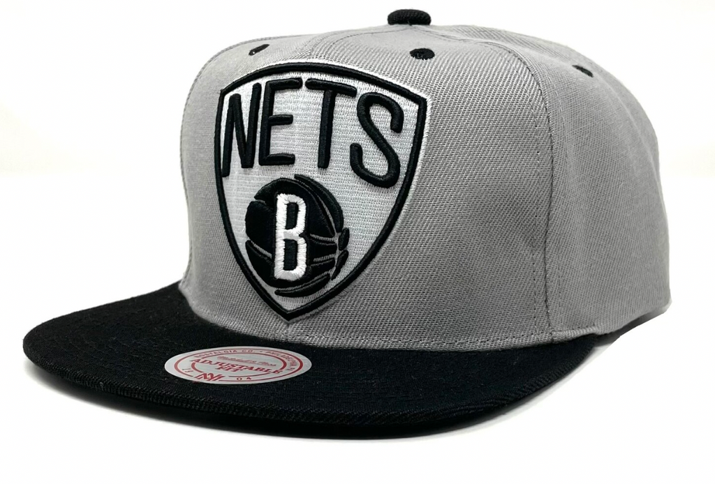 Men's Brooklyn Nets 2 Tone Gray/Black NBA XL Pop Snapback Adjustable Hat
