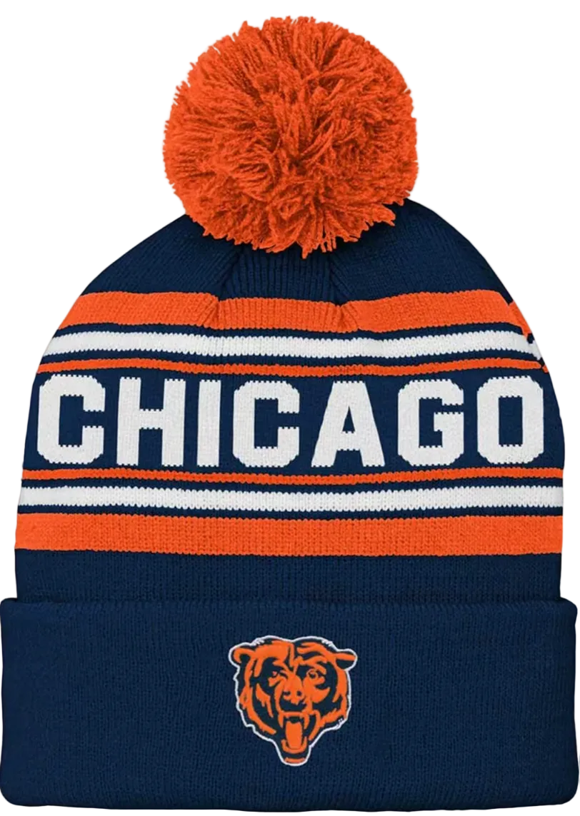 Youth Chicago Bears Jacquard Cuffed Knit Hat with Pom