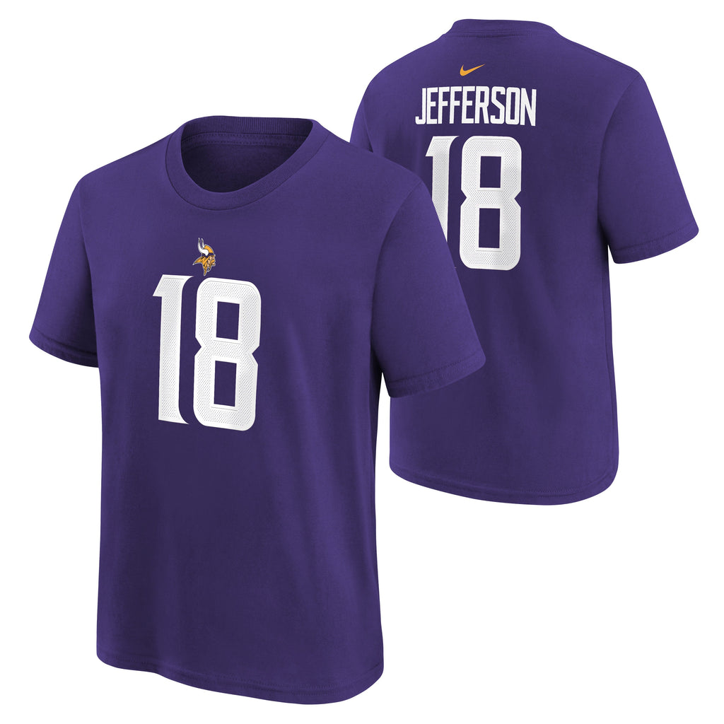 Youth Justin Jefferson Minnesota Vikings Nike Purple FUSE Name & Number T-Shirt