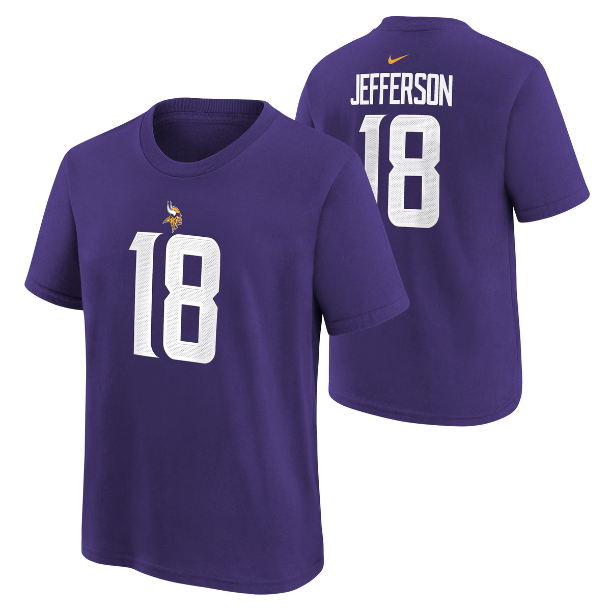 Youth Justin Jefferson Minnesota Vikings Nike Purple FUSE Name & Number T-Shirt