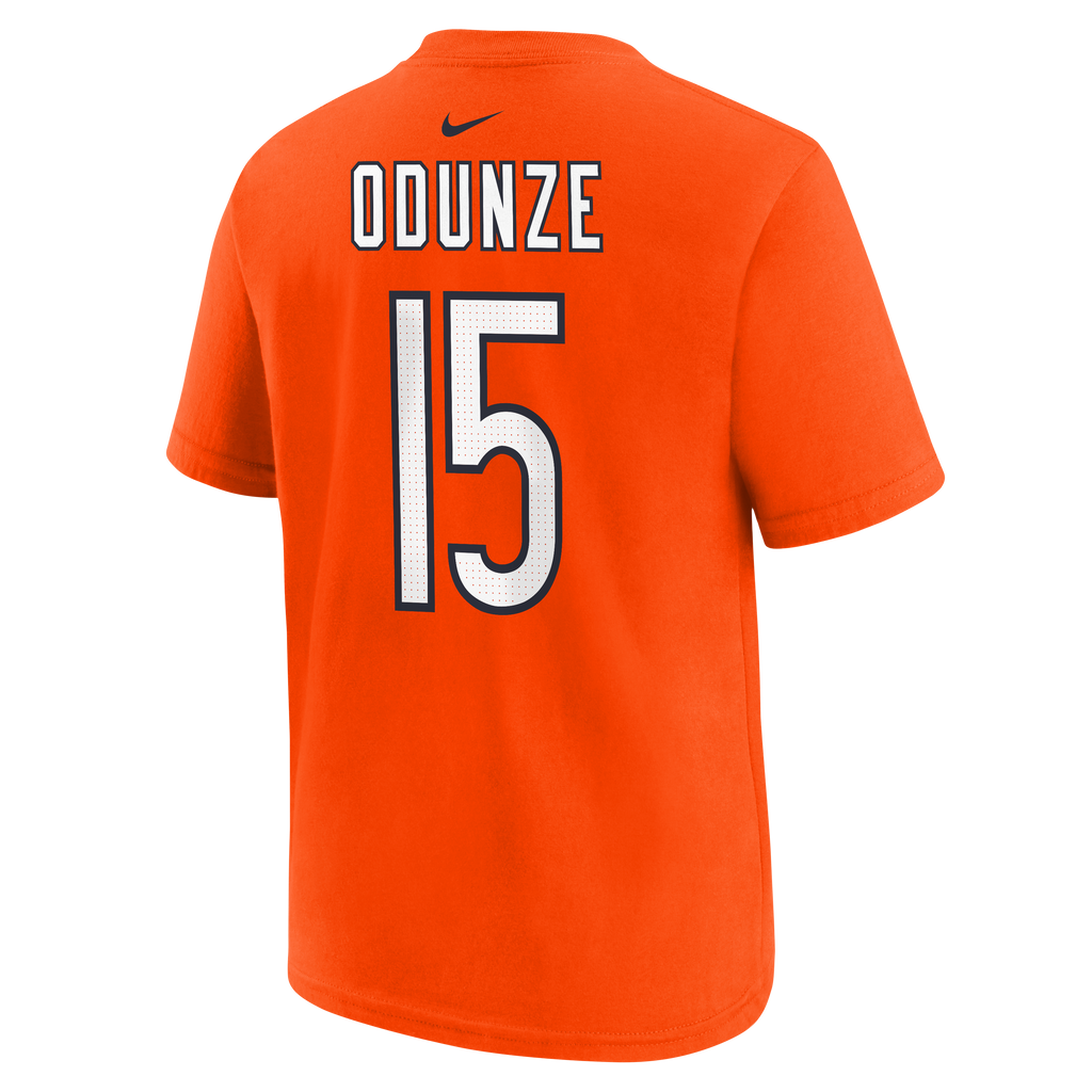 Youth Rome Odunze Chicago Bears Nike Orange FUSE Name & Number T-Shirt