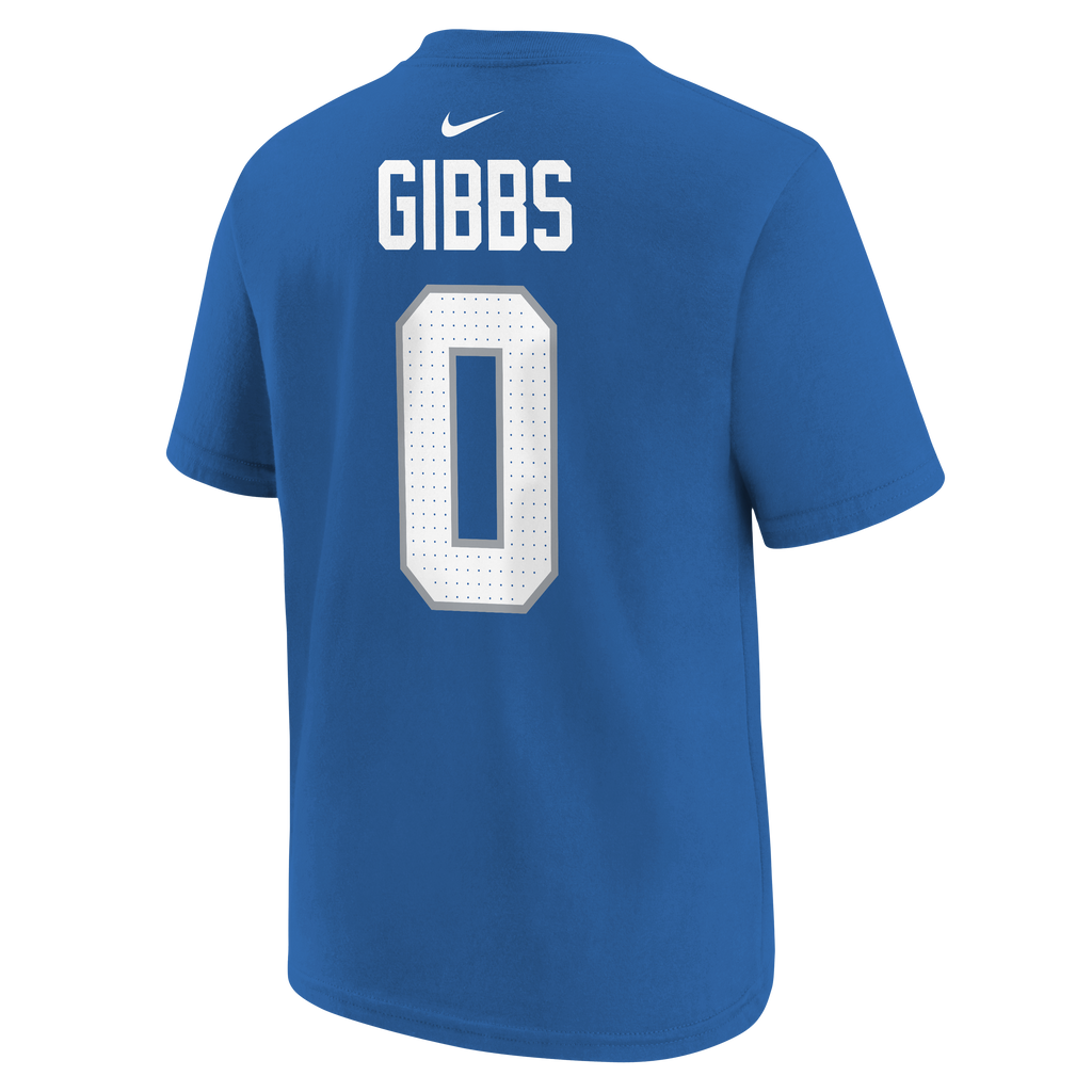 Youth Jahmyr Gibbs Detroit Lions Nike Blue FUSE Name & Number T-Shirt