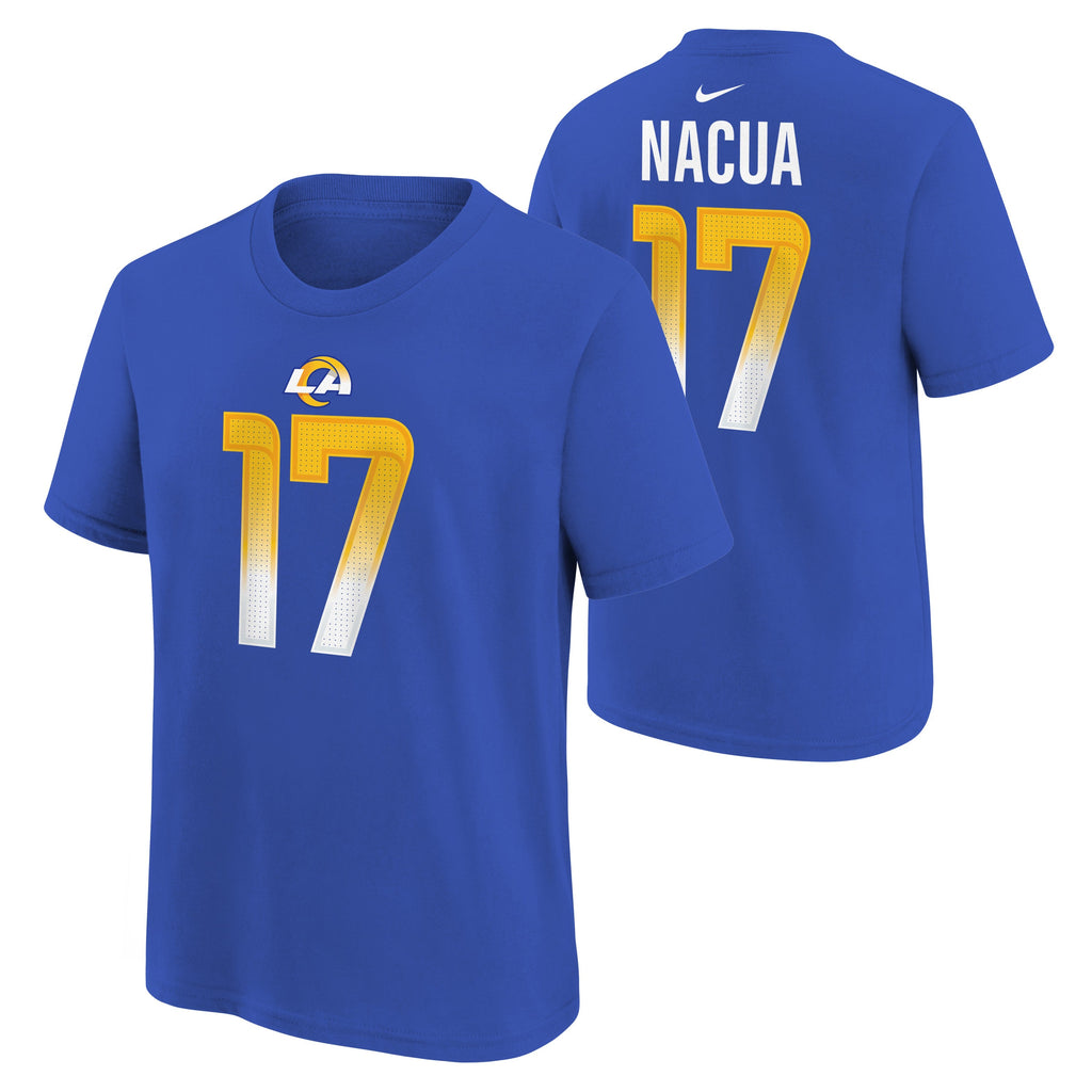 Youth Puka Nacua Los Angeles Rams Rookie #17 Royal Blue Nike FUSE Name and Number Tee