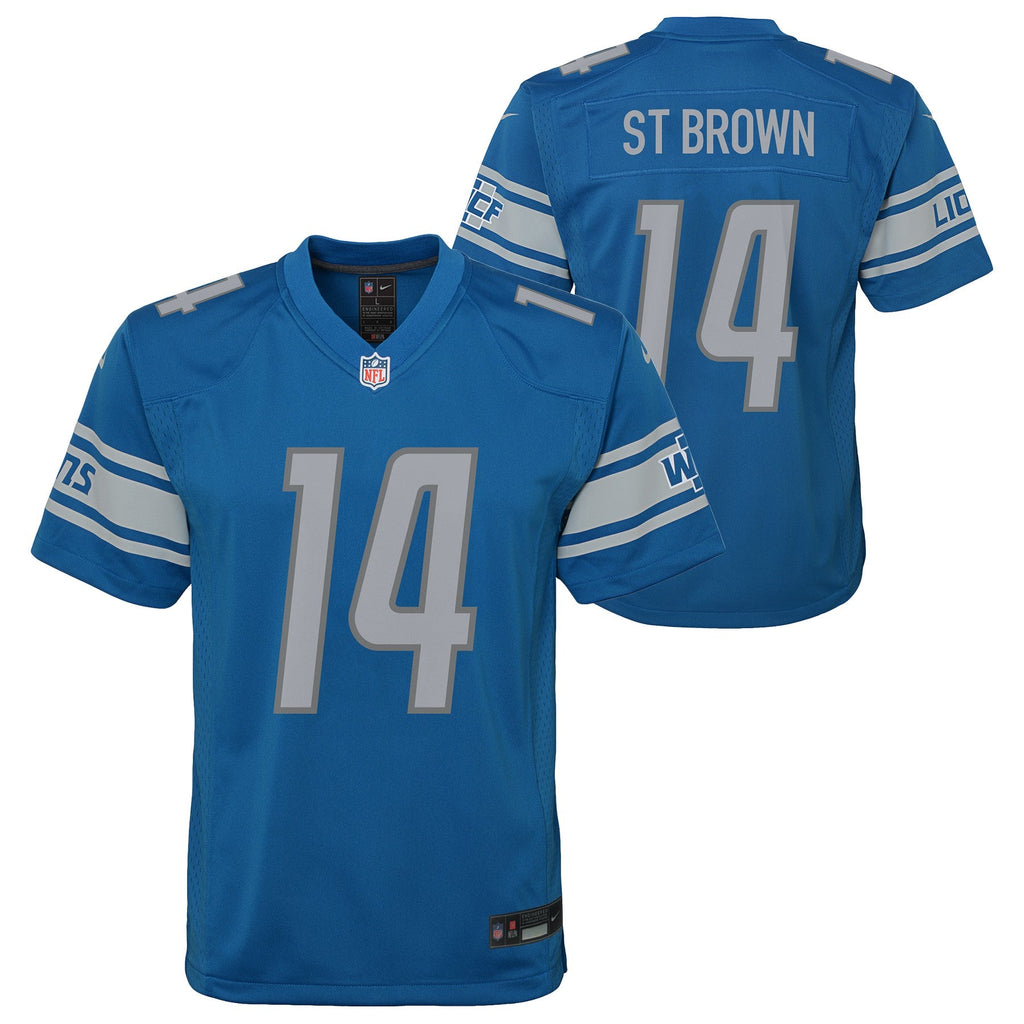 Youth Detroit Lions Amon-Ra St. Brown Nike Blue Game Jersey