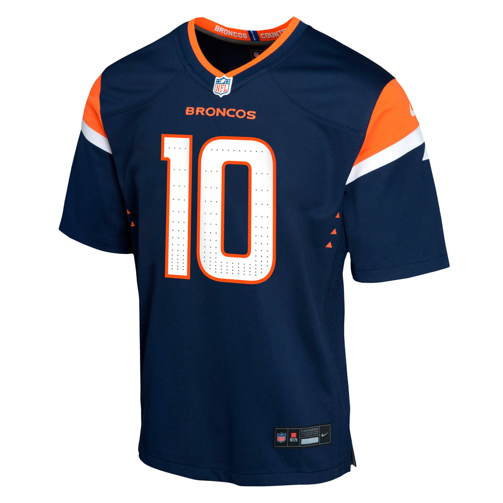 Youth Denver Broncos Bo Nix Nike Navy Game Team Jersey
