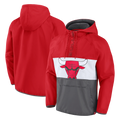 Chicago Bulls Fanatics Branded Flagrant Anorak Raglan Quarter-Zip Hoodie - Red/White/Gray
