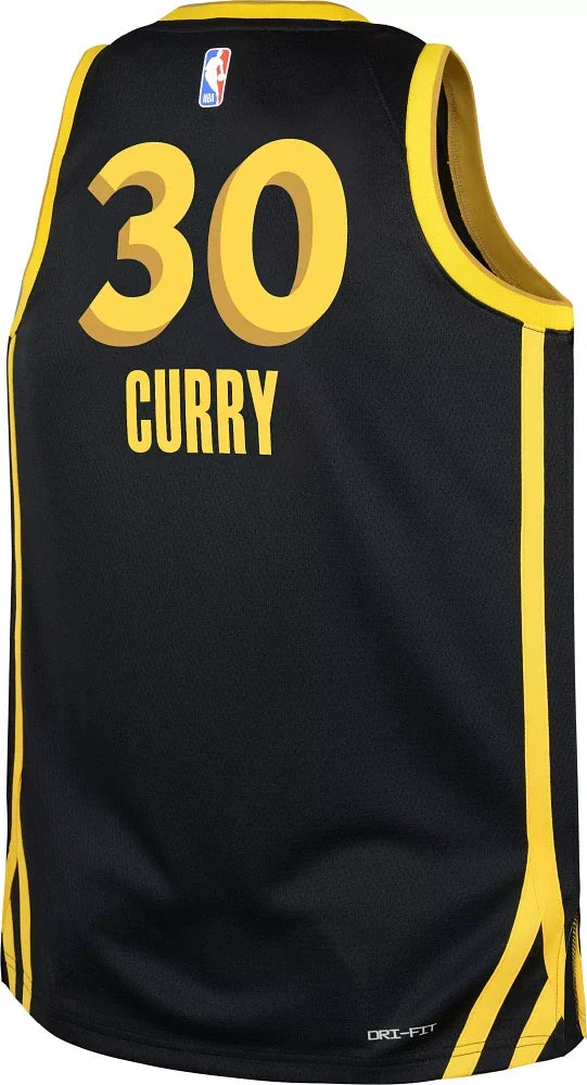 Youth Golden State Warriors Stephen Curry Nike 2023/24 City Edition Black Swingman Icon Jersey