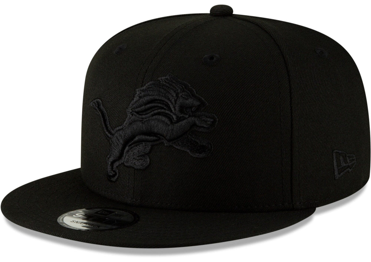 Detroit Lions New Era Tonal Black on Black  Primary Logo Basic 9FIFTY Adjustable Hat