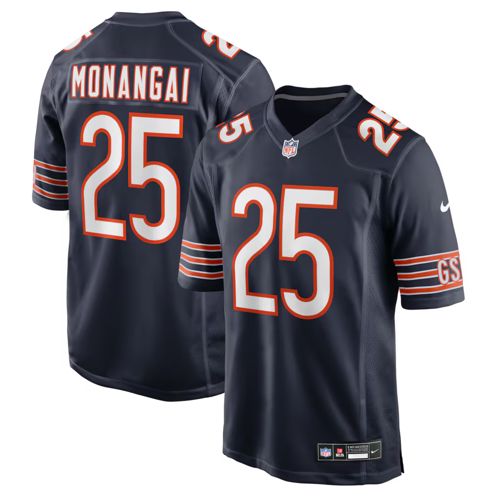 Youth Kyle Monangai Chicago Bears Navy Nike Game Jersey
