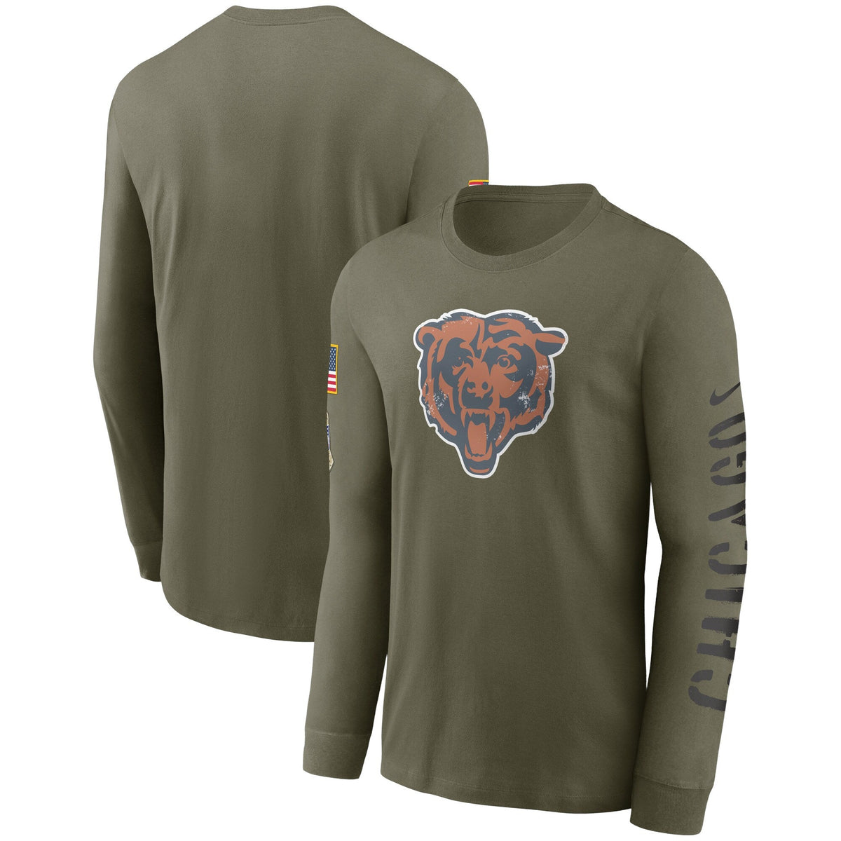 Men's Chicago Bears Nike Olive Salute To Service Long Sleeve T-Shirt
