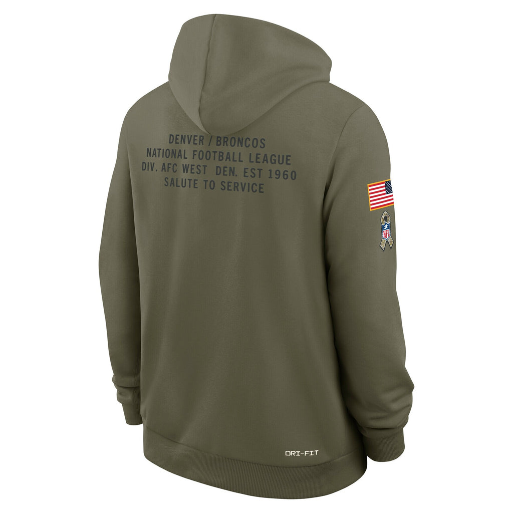 Men's Denver Broncos Nike Olive Green 2025 Salute To Service Club Pullover Hoodie