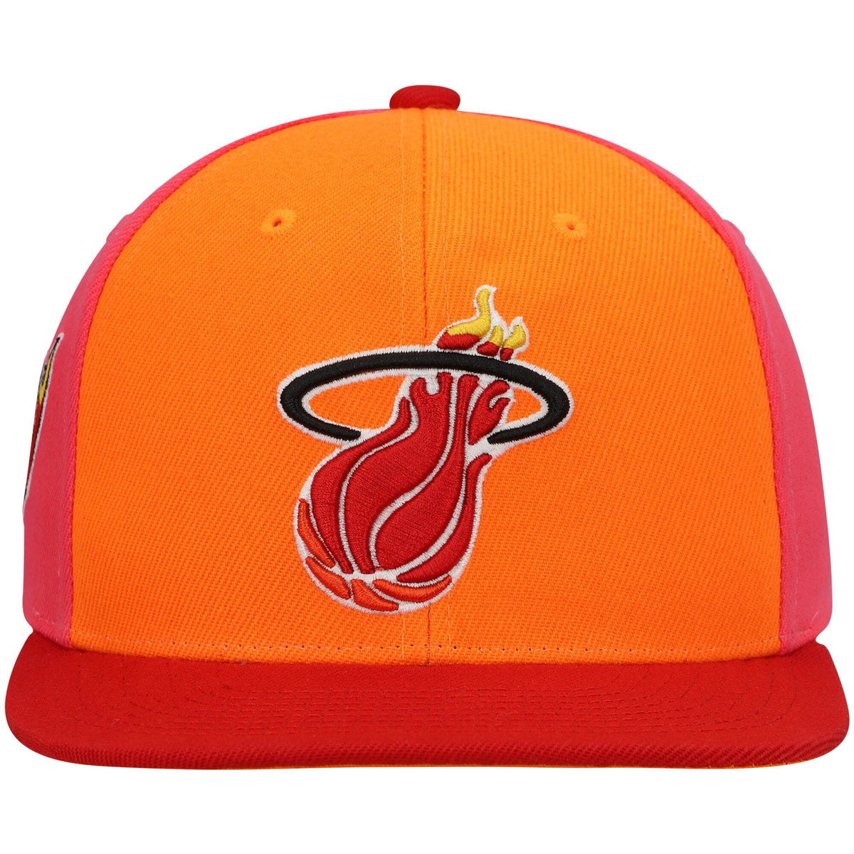 Miami Heat Mitchell & Ness Hardwood Classics On The Block Snapback Hat - Orange/Red