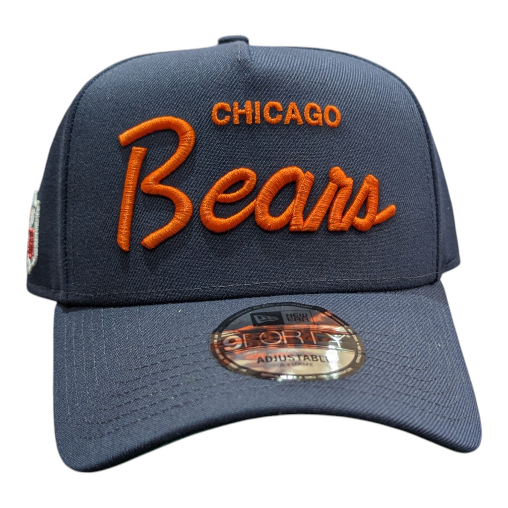 Chicago Bears New Era Navy Gridiron A-Frame 9FORTY Adjustable Hat