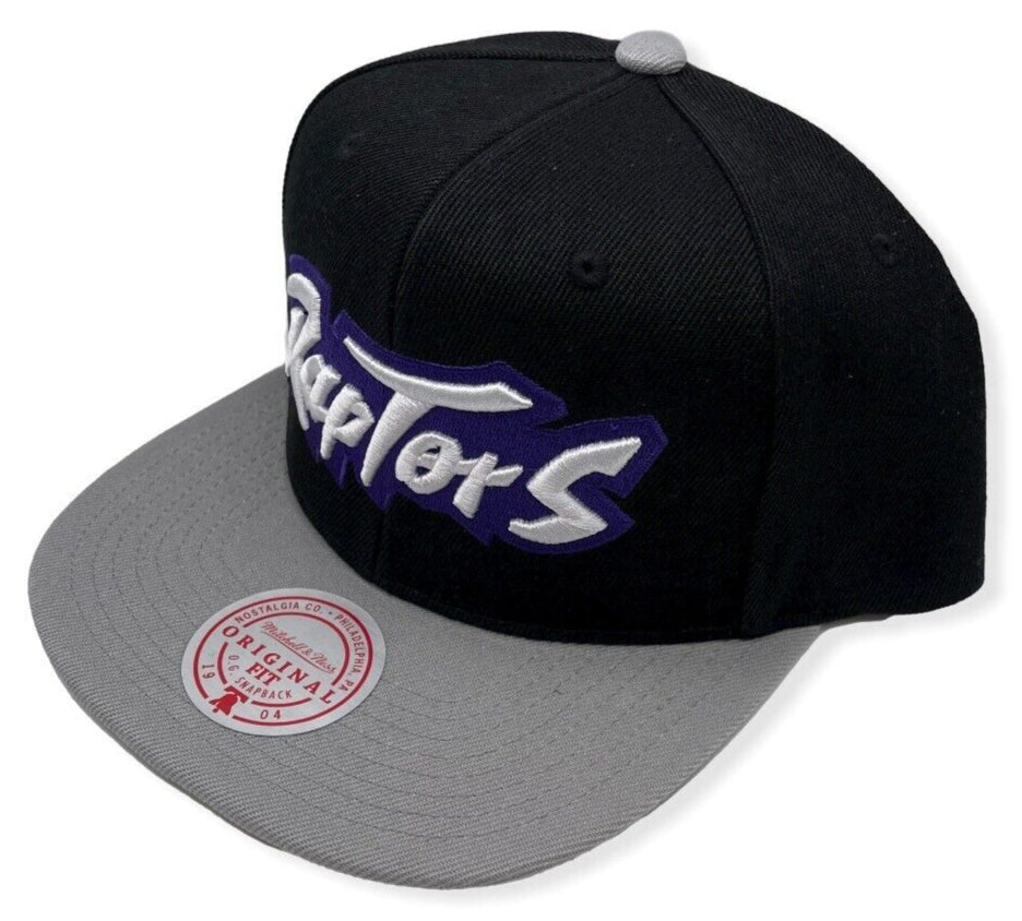 Men's Toronto Raptors NBA Core Basic Script 2 Tone Black/Gray Mitchell & Ness Snapback Hat