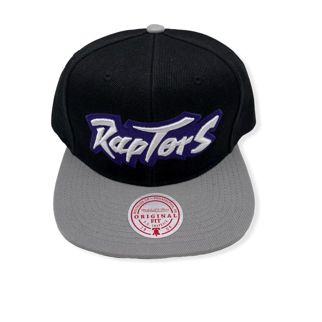 Men's Toronto Raptors NBA Core Basic Script 2 Tone Black/Gray Mitchell & Ness Snapback Hat