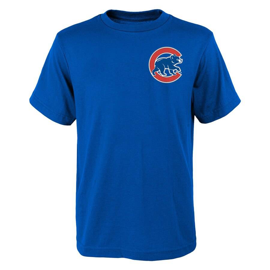 Youth MLB Chicago Cubs Javier Baez Majestic Royal Player Name & Number T-Shirt