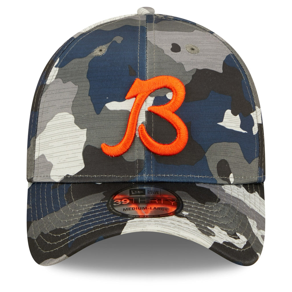 Men's Chicago Bears New Era Camo 2022 NFL Training Camp Official Script 39THIRTY Flex Hat