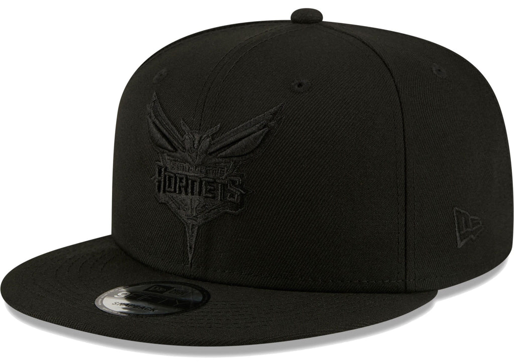 Men's Charlotte Hornets New Era Black On Black Color Pack 9FIFTY Snapback Hat