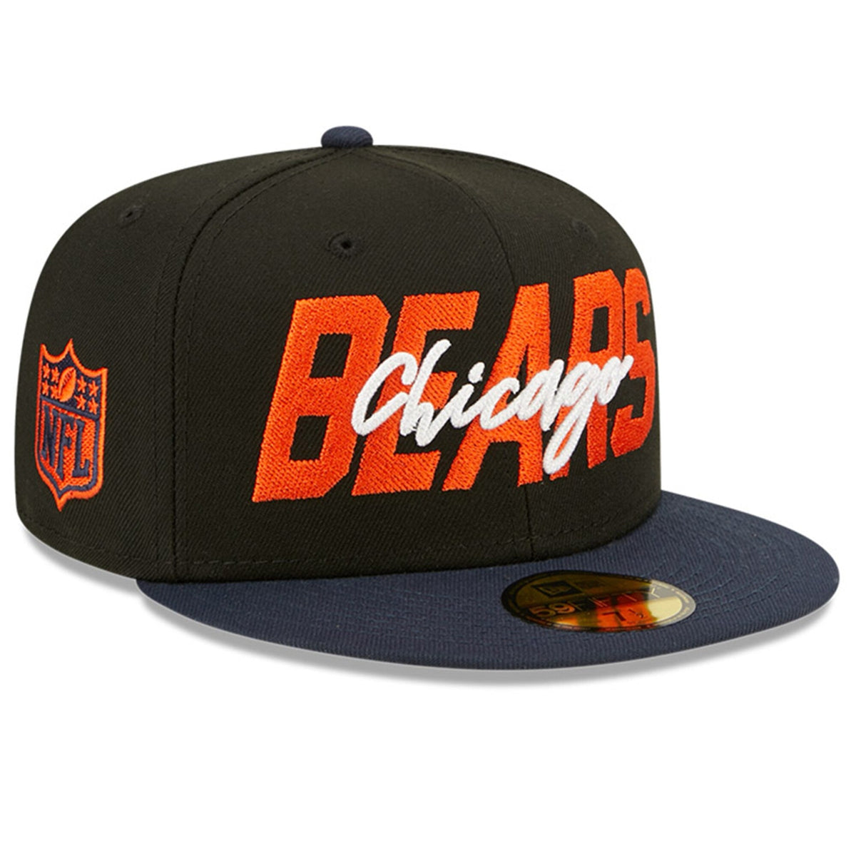 Men's Chicago Bears New Era Black/Navy 2022 NFL Draft On Stage 59FIFTY Fitted Hat