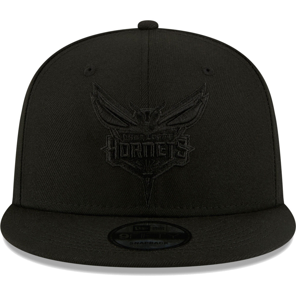 Men's Charlotte Hornets New Era Black On Black Color Pack 9FIFTY Snapback Hat