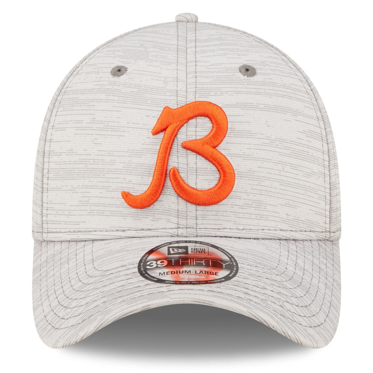 Men's Chicago Bears New Era Gray 2022 NFL Training Camp Official Coach Script 39THIRTY Flex Hat